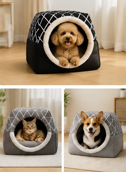 Cama Cueva Espacial 2 en 1 para Perros y Gatos
